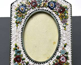 Antique Italian Mosaic Glass Photo Frame
