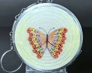 Circa 1930 Sterling Silver & Guilloche Enamel Compact by Ripley & Gowan