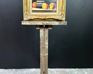 Oil on canvas still life painting that comes from the Highland Park home