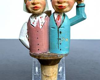 Vintage carved Bavarian mechanical bottle stopper