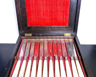 Antique English Sterling & Mother of Pearl flatware of the 1840s.