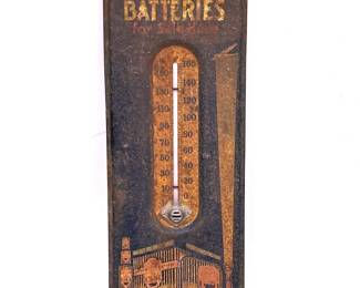 Antique Burgess Batteries thermometer advertisement