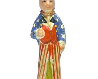 Antique small chalkware figurine of Uncle Sam from WWI era