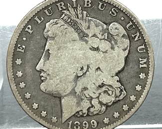1899 circulated US Morgan Silver Dollar from the New Orleans Mint.