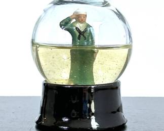 1940s Snow Globe with US Navy Sailor of WWII made by Atlas Crystal Works of Trenton, NJ