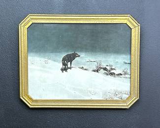 Antique print, 'The Lone Wolf' by Victor Kowalski