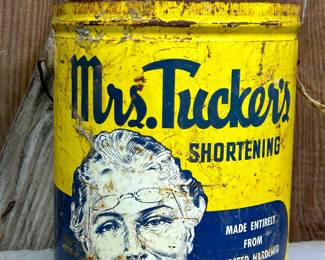 Antique tin can of Mrs. Tucker's Shortening