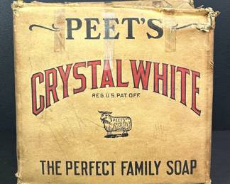 Old Peet's Crystal White, The Perfect Family Soap cardboard box