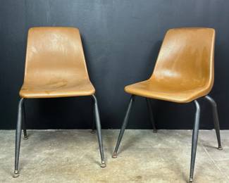 Vintage mid century stackable chairs by the American Desk Manufacturing Co of Temple, Texas
