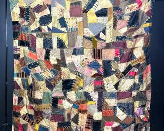 Antique 1800s hand sewn crazy quilt