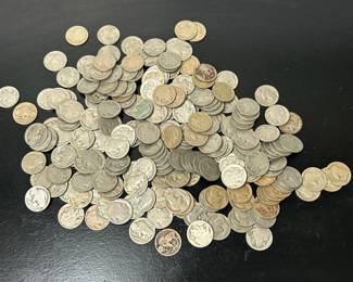 Old US Buffalo Nickels with so much wear the year of mint is not able to be read.