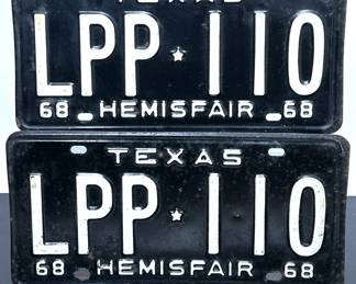 Vintage 1968 Texas Hemisfair License Plates