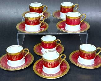English Bone China Demitasse set by John Aynsley & Sons in Romney Red