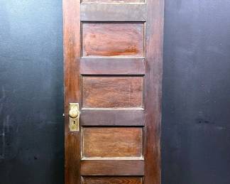 Antique circa 1919 solid paneled wood interior door