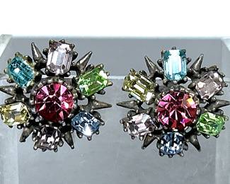 Vintage Coro Rhinestone Earrings