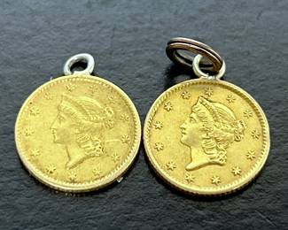 Two antique Dollar Liberty Head Gold Coins with long family provenance