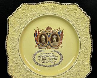 Commemorative Royal Winton Plate for the 1939 King George VI and Queen Elizabeth's 1939 trip to Canada and the United States.