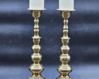 Pair Vintage Brass Buffet / Console Candle Holders