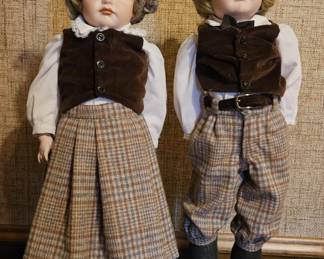 Pair 22in Jointed Porcelain Collectable Dolls