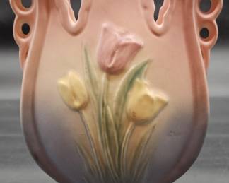 Vintage Hull Pottery, USA Pink Tulip Vase