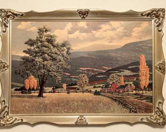 Vintage Farm Landscape in French Provincial Frame