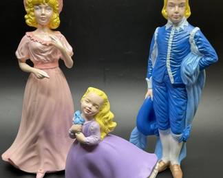 3- Vintage Painted Victorian Family Figurines