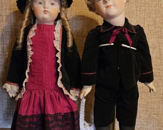 (2) Bisque Ceramic 18in Collectable Dolls