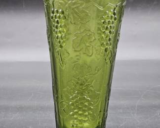 Vintage Avocado Green Footed Trumpet Vase