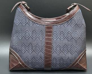 Coldwater Creek Blue Purse w/ Leather Trim