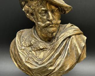 Bronze Color Bust of a Musketeer