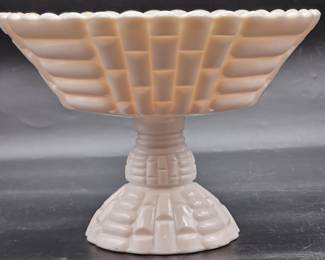 Vintage Pink Milk Glass Pedestal Bowl