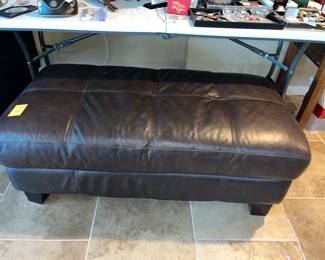 LARGE LEATHER OTTOMAN