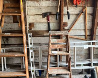 Antique and newer ladders