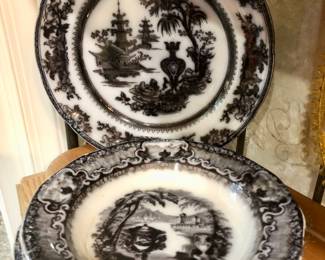 Antique 1840’s? Flow black dishes