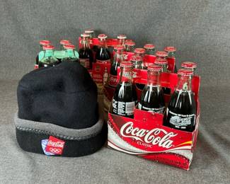 Coca-Cola Bottles and Coke Hat