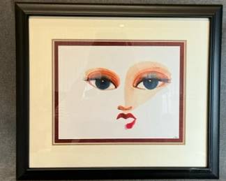 Reuben Toledo Print of a Face with Blue Eyes