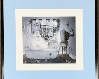 Print of a drawing of A Fat Man in a Bathtub by Mark Ludy