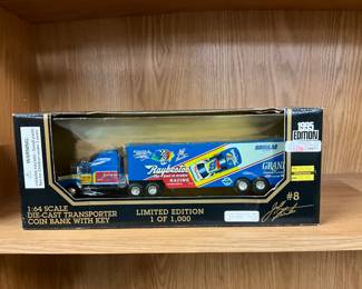 1995 Jeff Burton Raybestos Brakes Racing Champions Die Cast Transporter Coin Bank w/Key