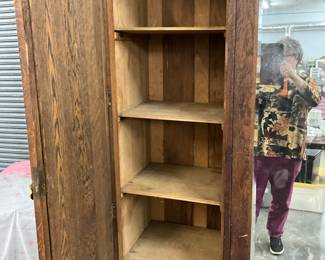 Large Wood Wardrobe w/Mirror