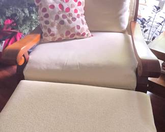 Pair of Oversized Teak Chairs w/Ottoman