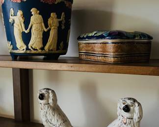 Weller Pottery and Staffordshire Dogs