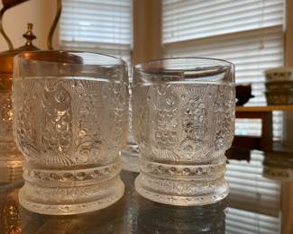 Saint Louis Old French Molded Pressed Glass Tumblers Fish Motif