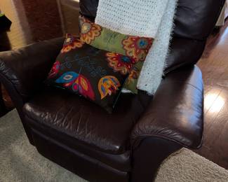 Brown leather recliner