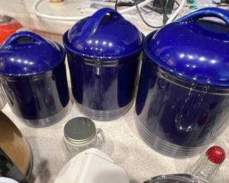 Blue glass canisters