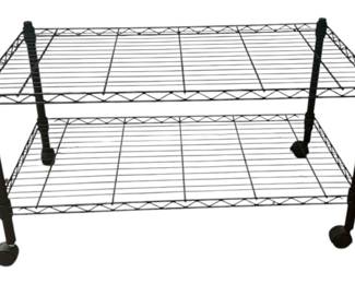 Rolling Wire Storage Shelf Black Metal