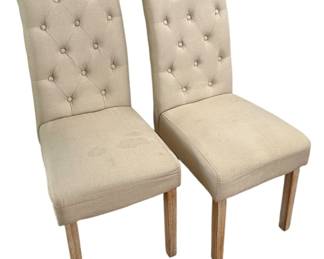 Tan Tufted Upholstered Dining Chairs