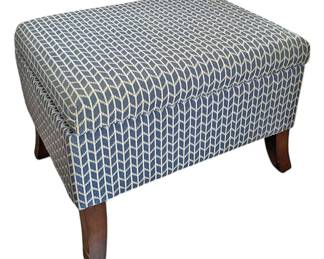 Storage Ottoman in Blue White Fabric