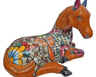 Talavera Horse Sculpture Mexican Pottery