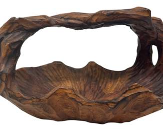 Vintage Carved Wood Burl Basket