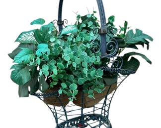 Wire Basket Planter with Artificial Plants